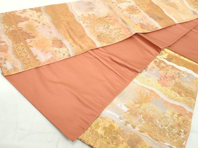 平和屋着物◎六通柄袋帯　更紗花文　金銀糸　正絹　逸品　DAAW1104qa