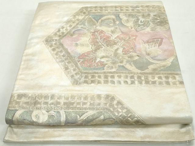 平和屋着物◎六通柄袋帯　更紗花文　金彩　正絹　逸品　DAAW1106qa