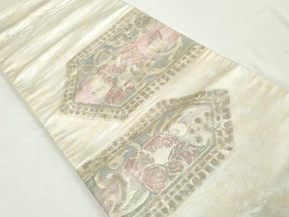 平和屋着物◎六通柄袋帯　更紗花文　金彩　正絹　逸品　DAAW1106qa