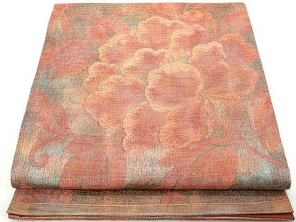 平和屋着物◎六通柄袋帯　枝花文　金糸　正絹　逸品　DAAW1113qa