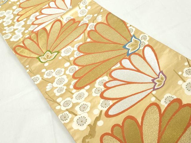 平和屋着物◎六通柄袋帯　唐織　枝梅文　金銀糸　正絹　逸品　DAAW1149qa