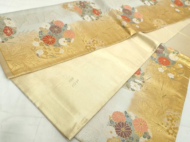 平和屋着物◎六通柄袋帯　唐織　花丸文　金銀糸　正絹　逸品　DAAW1150qa