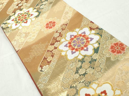 平和屋着物◎六通柄袋帯　唐織　正倉院花文　金銀糸　正絹　逸品　DAAW1158qa
