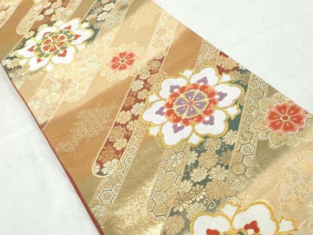 平和屋着物◎六通柄袋帯　唐織　正倉院花文　金銀糸　正絹　逸品　DAAW1158qa