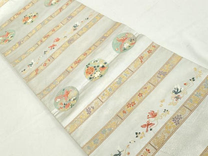 平和屋着物◎六通柄袋帯　唐織　正倉院如意文　金銀糸　正絹　逸品　DAAW1196qa