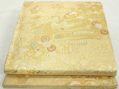平和屋着物◎佐賀錦　六通柄袋帯　古都思慕文　金糸　正絹　逸品　DAAW1197qa