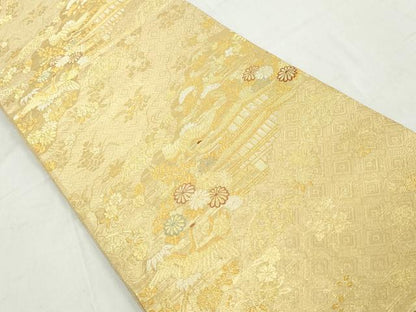 平和屋着物◎佐賀錦　六通柄袋帯　古都思慕文　金糸　正絹　逸品　DAAW1197qa