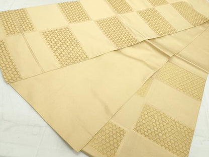 平和屋着物◎六通柄　本袋帯　変わり市松丸文　金糸　正絹　逸品　DAAW1198qa