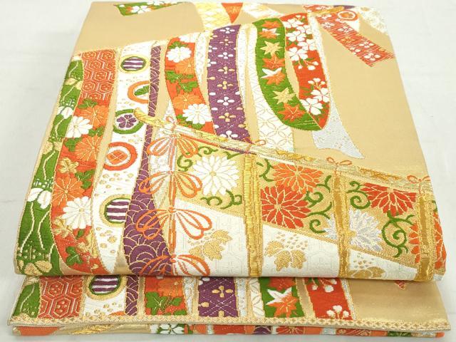 平和屋着物◎六通柄袋帯　唐織　几帳花文　金銀糸　正絹　逸品　DAAW1219qa