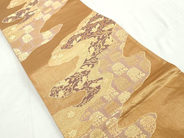 平和屋着物◎六通柄袋帯　道長花鳥文　金糸　正絹　逸品　DAAW1221qa