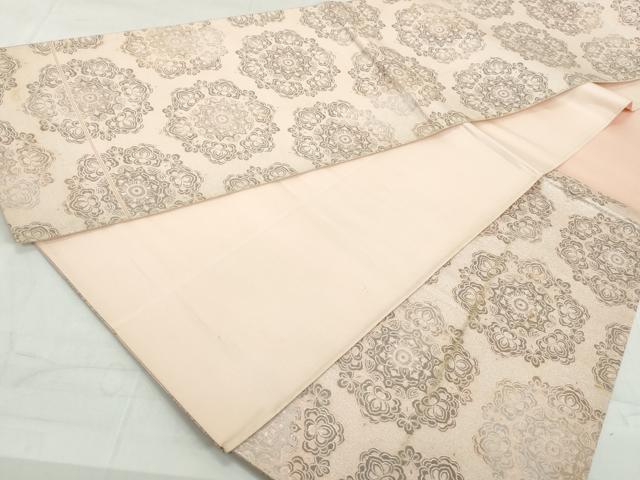 平和屋着物◎六通柄袋帯　正倉院花文　プラチナ二重箔　正絹　逸品　DAAW1223qa