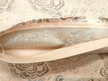 平和屋着物◎六通柄袋帯　正倉院花文　プラチナ二重箔　正絹　逸品　DAAW1223qa