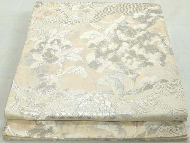 平和屋着物◎六通柄袋帯　更紗花文　二重箔錦織　正絹　逸品　DAAW1226qa