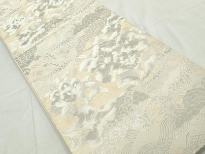 平和屋着物◎六通柄袋帯　更紗花文　二重箔錦織　正絹　逸品　DAAW1226qa