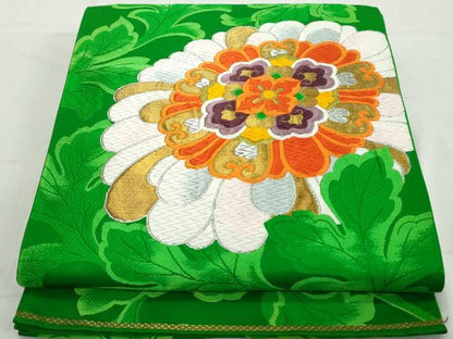 平和屋着物◎六通柄袋帯　唐織　草花文　金銀糸　正絹　逸品　DAAW1228qa