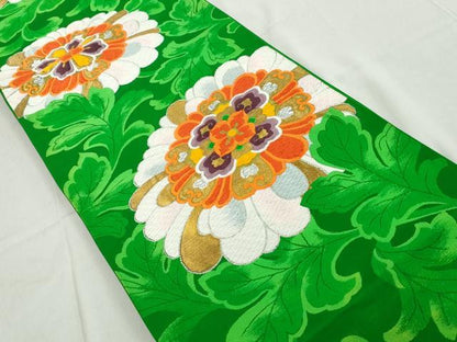 平和屋着物◎六通柄袋帯　唐織　草花文　金銀糸　正絹　逸品　DAAW1228qa