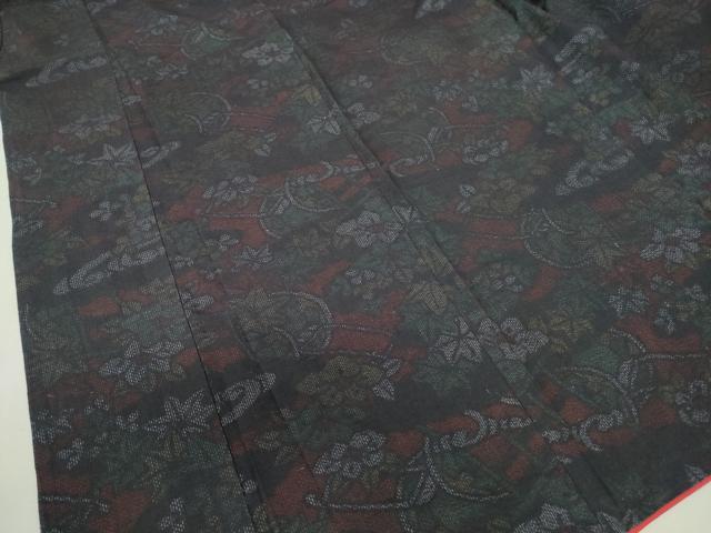 平和屋着物■上質な紬　草花文　正絹　逸品　DAAW1244qa
