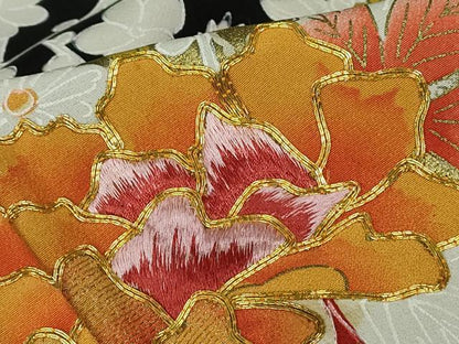平和屋着物■豪華黒留袖 駒刺繍 花車文 金彩 正絹 逸品 DAAW1291qa