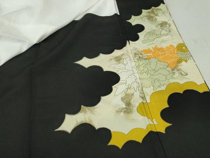 平和屋着物■豪華黒留袖 駒刺繍 花車文 金彩 正絹 逸品 DAAW1291qa