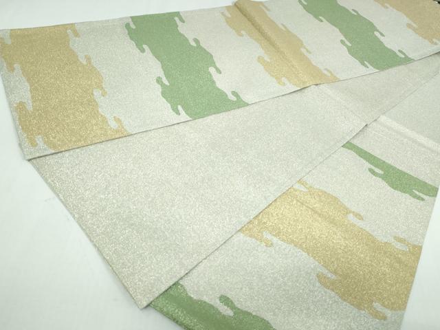 平和屋着物◎六通柄袋帯 変わり横段文 金銀糸 正絹 逸品 DAAW1328qa