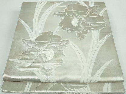 平和屋着物◎六通柄袋帯 唐織 草花文 銀糸 正絹 逸品 DAAW1331qa