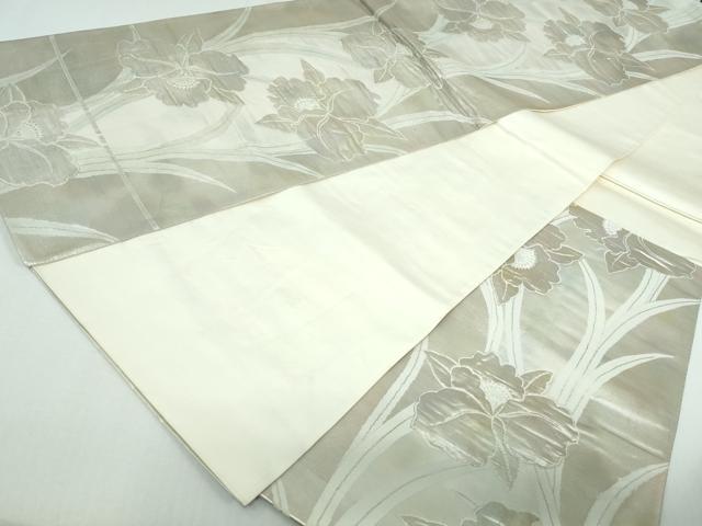 平和屋着物◎六通柄袋帯 唐織 草花文 銀糸 正絹 逸品 DAAW1331qa