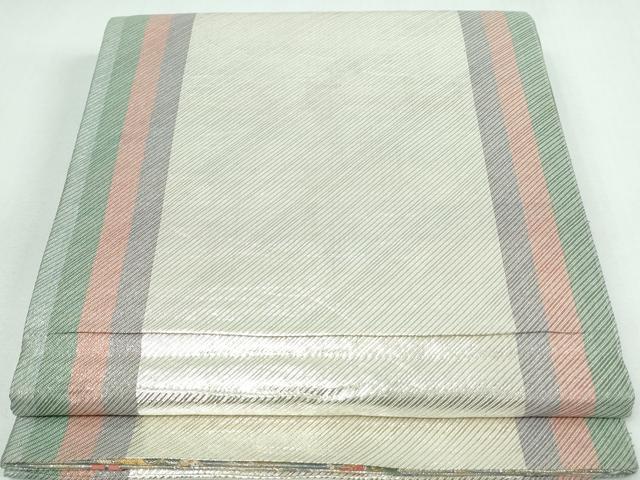 平和屋着物◎両面 六通柄袋帯 立波花蝶文 金銀糸 正絹 逸品 DAAW1334qa