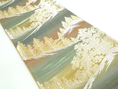 平和屋着物◎六通柄京袋帯 風景文 金銀糸 正絹 逸品 DAAW1336qa