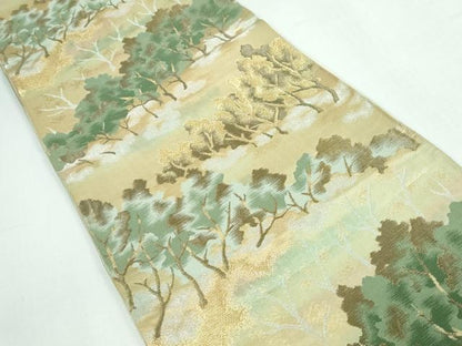 平和屋着物◎六通柄袋帯 唐織 樹林文 金銀糸 正絹 逸品 DAAW1341qa
