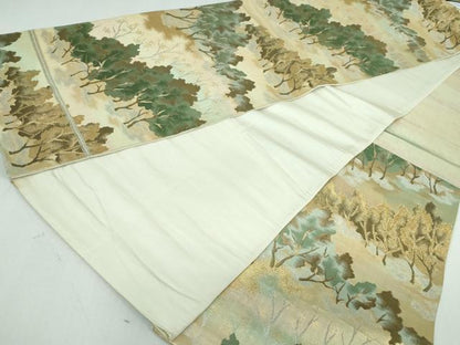 平和屋着物◎六通柄袋帯 唐織 樹林文 金銀糸 正絹 逸品 DAAW1341qa