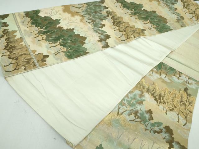 平和屋着物◎六通柄袋帯 唐織 樹林文 金銀糸 正絹 逸品 DAAW1341qa