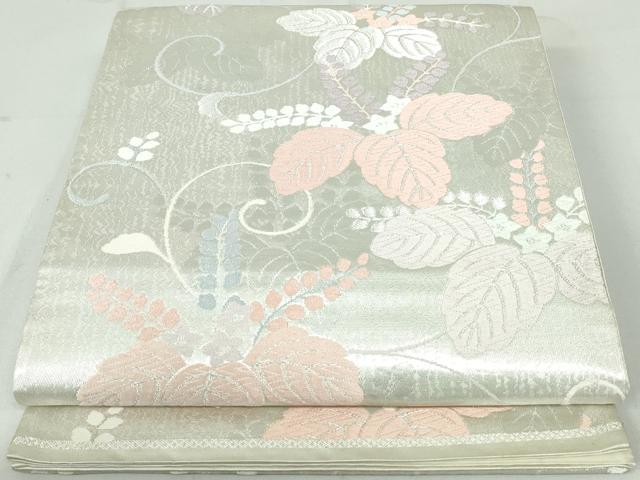 平和屋着物◎六通柄袋帯 唐織 上品錦 桐唐草文 銀糸 正絹 逸品 DAAW1345qa