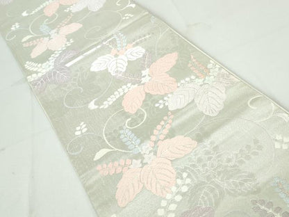 平和屋着物◎六通柄袋帯 唐織 上品錦 桐唐草文 銀糸 正絹 逸品 DAAW1345qa