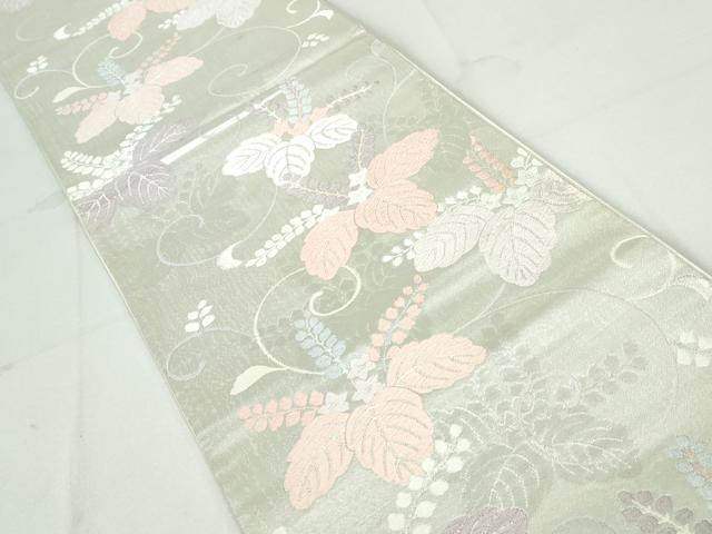 平和屋着物◎六通柄袋帯 唐織 上品錦 桐唐草文 銀糸 正絹 逸品 DAAW1345qa