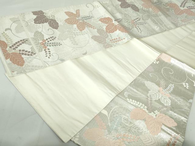 平和屋着物◎六通柄袋帯 唐織 上品錦 桐唐草文 銀糸 正絹 逸品 DAAW1345qa