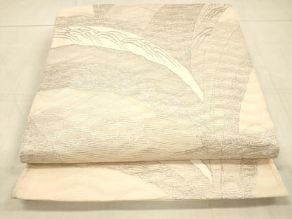 平和屋着物＊夏物　六通柄袋帯　草葉文　銀糸　正絹　逸品　DAAW1573cm
