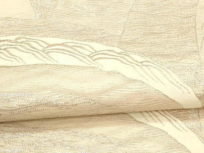 平和屋着物＊夏物　六通柄袋帯　草葉文　銀糸　正絹　逸品　DAAW1573cm