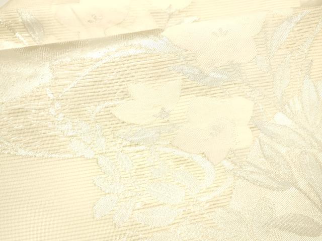 平和屋着物＊夏物　九寸名古屋帯　流水草花文　銀糸　正絹　逸品　DAAW1647cm