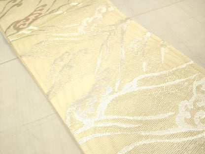 平和屋着物＊夏物　六通柄袋帯　立波文　銀糸　正絹　逸品　DAAW1760cm
