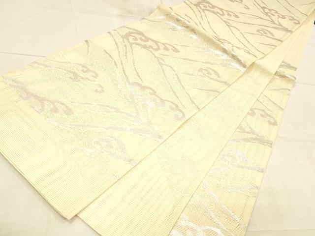 平和屋着物＊夏物　六通柄袋帯　立波文　銀糸　正絹　逸品　DAAW1760cm