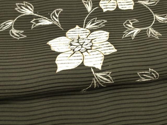 平和屋着物＊夏物　八寸名古屋帯　絽綴れ　駒刺繍　花唐草文　黒地　金糸　正絹　逸品　DAAW1926cm