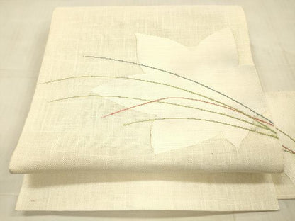 平和屋着物＊夏物 八寸名古屋帯 草葉文 DAAW1927cm
