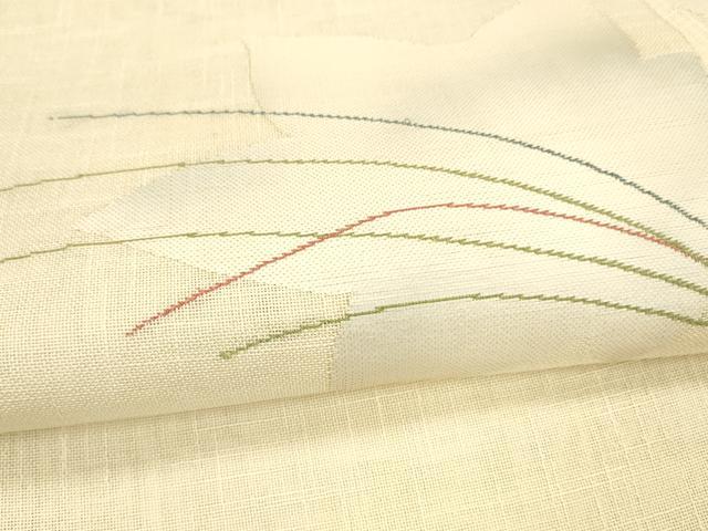 平和屋着物＊夏物 八寸名古屋帯 草葉文 DAAW1927cm
