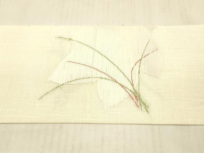 平和屋着物＊夏物 八寸名古屋帯 草葉文 DAAW1927cm