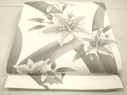 平和屋着物＊夏物　全通柄京袋帯　草花文　百合　DAAW1930cm