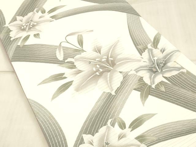 平和屋着物＊夏物　全通柄京袋帯　草花文　百合　DAAW1930cm
