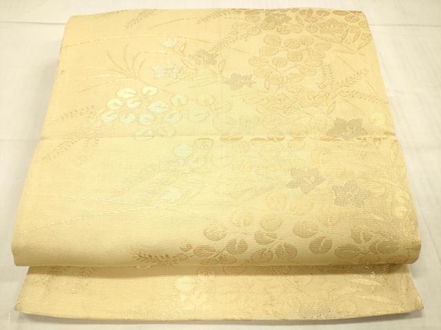 平和屋着物＊夏物 六通柄袋帯 草花文 桔梗 萩 金銀糸 正絹 逸品 DAAW1933cm