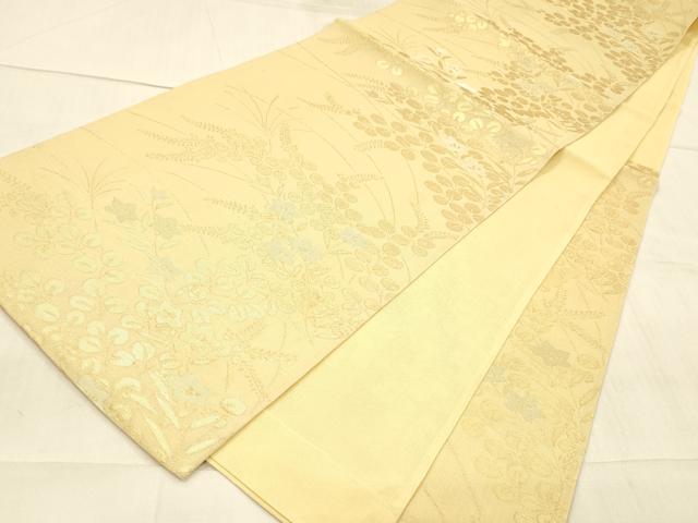 平和屋着物＊夏物 六通柄袋帯 草花文 桔梗 萩 金銀糸 正絹 逸品 DAAW1933cm