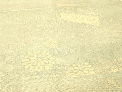 平和屋着物＊夏物 六通柄袋帯 流水籬草花文 金糸 正絹 逸品 DAAW1937cm