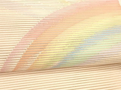 平和屋着物＊夏物 八寸名古屋帯 絽綴れ 抽象文様 虹 銀糸 正絹 逸品 DAAW1939cm